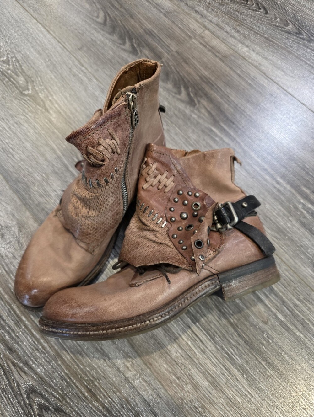 A.S.98 Leather Biker Boots Size 36